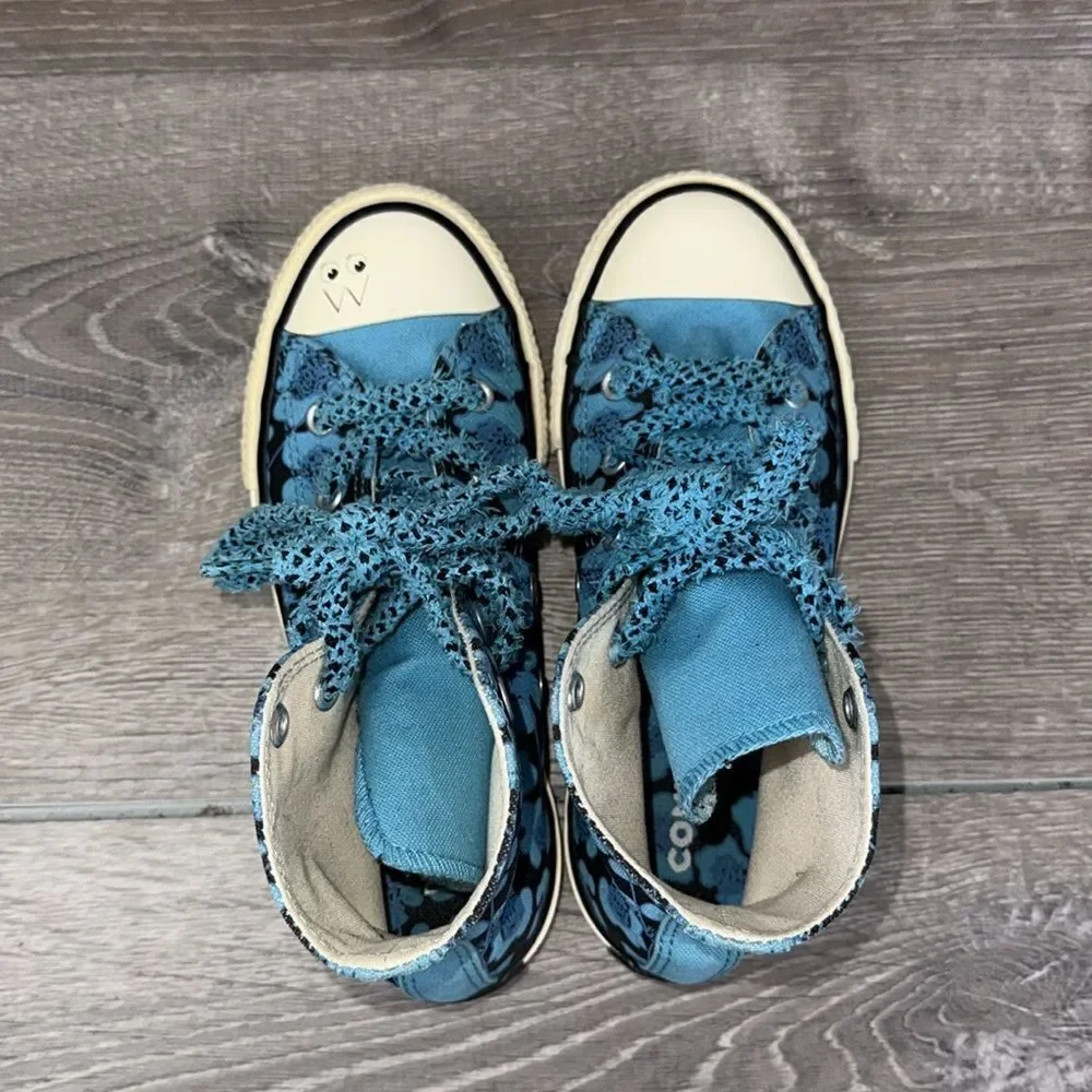 Converse CT All-Star x Dr Woo Little Girl Sz 13 Hi Top Blue Floral Sneakers